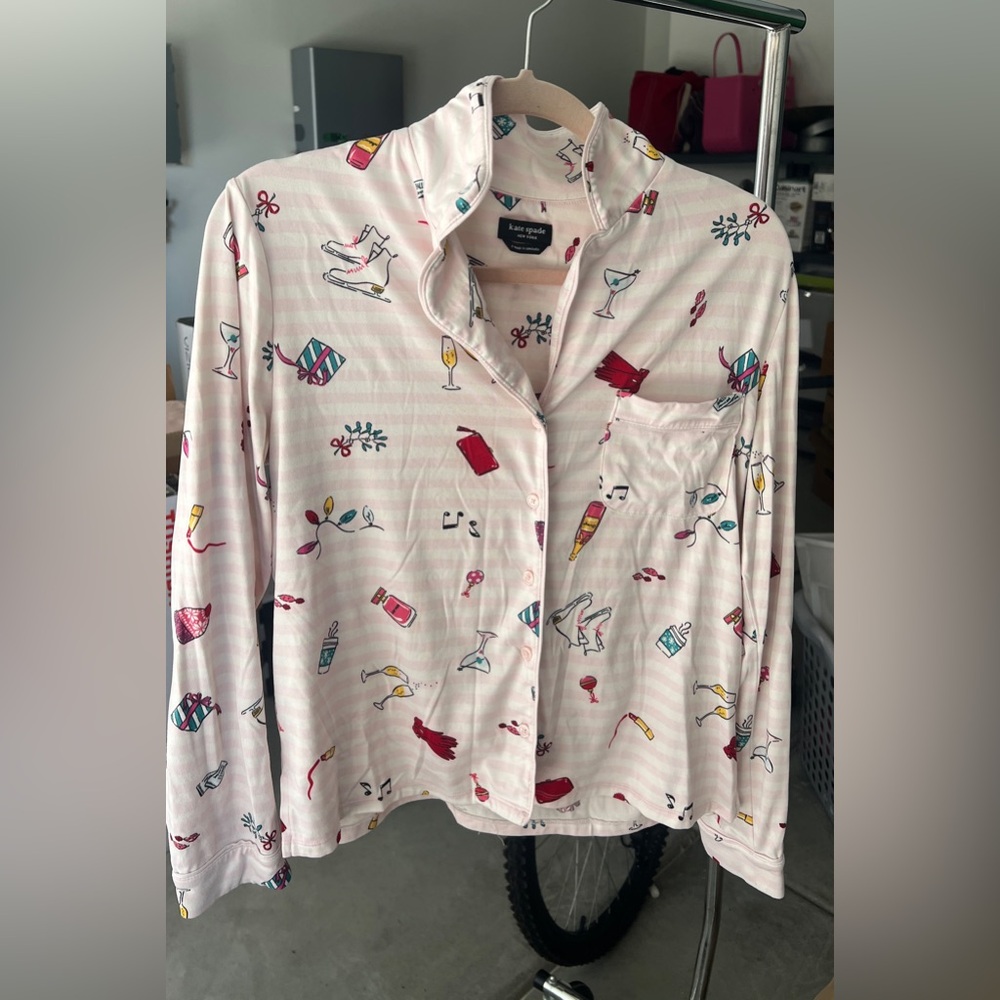 Kate Spade Pink Christmas Pajamas Small